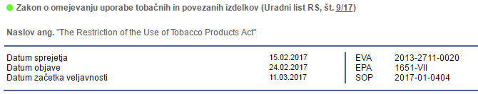 Zakon o omejevanju uporabe tobačnih in povezanih izdelkov (ZOUTPI)1